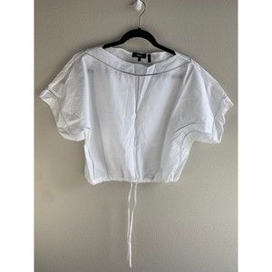 Theory Eyelit Cotton Crop Boxy Top